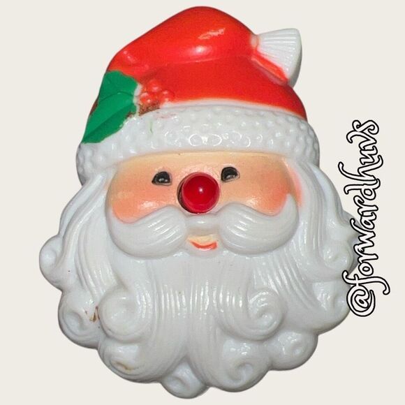 Bundle Sale 3 for $15 | Vintage Plastic Santa Brooch Pin - No Longer Lights Up - Picture 1 of 7